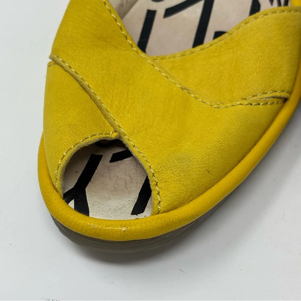 Fly London Yellow Suede Peep Toe Chunky Sandals Size 37 (6-6.5) - Picture 8 of 14